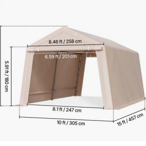 Ponyvagarázs, mobilgarázs, tárolósátor 3 x 4,6m  (33,9 m³) bézs