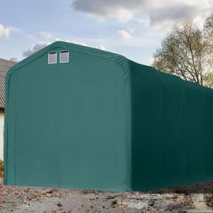 Ponyvagarázs sátorgarázs  4x8m, lángálló PRIMEtex-ponyva, sötét zöld