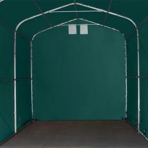 Ponyvagarázs sátorgarázs  4x8m, lángálló PRIMEtex-ponyva, sötét zöld