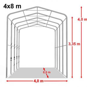 Ponyvagarázs sátorgarázs  4x8m, lángálló PRIMEtex-ponyva, sötét zöld