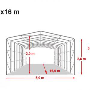 Ponyvagarázs sátorgarázs  5x16 m, PRIMEtex-ponyva, sötét zöld