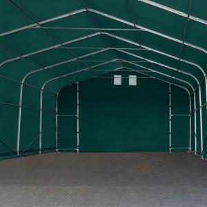 Ponyvagarázs, sátorgarázs  6x12 m ponyva PVC kapu mérete 4,1x2,9 m zöld