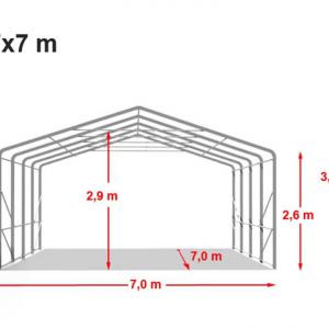 Ponyvagarázs, sátorgarázs  7x7m, PVC ponyva, szürke,