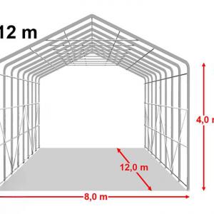 Ponyvagarázs, sátorgarázs  8x12m, PRIMEtex-ponyva szürke