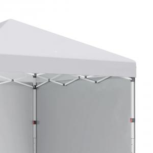 Pop-up összecsukható pavilon és rendezvénysátor 3 × 3 m, fehér Oxford vászonnal, 2 db levehető oldalfallal, UV 30+ védelemmel, 3 fokozatban állítható acélvázzal, homokzsákokkal és hordozótáskával