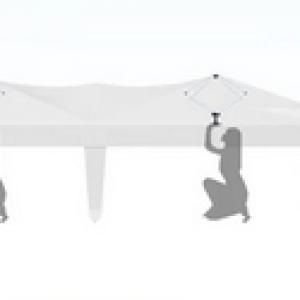 Pop-up összecsukható pavilon és rendezvénysátor 3 × 6 m, 18 m², fehér,  vízálló 210D Oxford ponyvával, 4 db oldalfallal, 2 db ablakkal, stabil acélvázzal és hordozótáskával