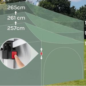 Pop-up összecsukható pavilon oldalfalakkal, 3 × 6 m, bézs színben, vízlepergető ponyvával és UV 50+ védelemmel