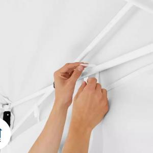 Pop-up összecsukható pavilon, rendezvény- és piaci sátor 3 × 3 m, 9 m², fehér PVC ponyvával, 2 db oldalfallal, 100%-ban vízálló kivitelben, stabil acélvázzal és 3 fokozatban állítható magassággal