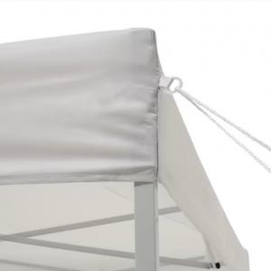 Pop-up összecsukható pavilon, rendezvény- és piaci sátor 3 × 3 m, 9 m², fehér PVC ponyvával, 2 db oldalfallal, 100%-ban vízálló kivitelben, stabil acélvázzal és 3 fokozatban állítható magassággal