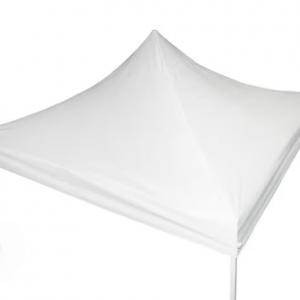 Pop-up összecsukható pavilon, rendezvény- és piaci sátor 3 × 3 m, 9 m², fehér PVC ponyvával, 2 db oldalfallal, 100%-ban vízálló kivitelben, stabil acélvázzal és 3 fokozatban állítható magassággal
