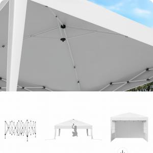 Pop-up összecsukható pavilon rendezvénysátor 3x3 m fehér hordozótáskával 3db oldalfallal fehér