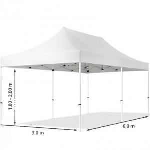 Pop-up  összecsukható pavilon rendezvénysátor 3x6m ponyva PVC oldalpanel nélkül  fehér