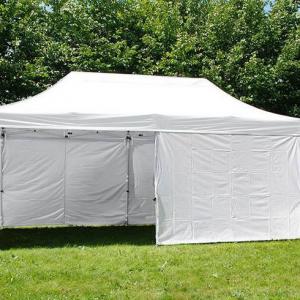 Pop-up összecsukható pavilon rendezvénysátor egészségügyi sátor, orvosi sátor 3x6m  6db oldafallal ponyva PVC  fehér