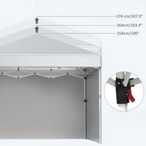 Pop-up  pavilon összecsukható rendezvénysátor 3x3 m 2db oldalfallal  tartozék hordozótáska és homokzsák, viharvédelemmel (világosszürke)