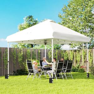 Pop-up  pavilon összecsukható rendezvénysátor 3x3 m fehér színben tartozék hordozótáskával és viharvédelemmel