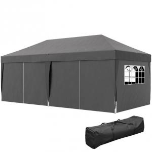 Pop-up  pavilon összecsukható sátor hordozótáskával 3x6 m oldalfalakkal szürke