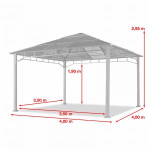 Prémium alumínium kerti pavilon polikarbonát tetővel – 4 × 4 m, UV- és időjárásálló, egész éves használatra