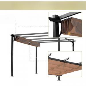 Prémium alumínium pergola állítható tetővel 3 × 4 m, krémszínű, UV-álló és vízálló poliészter tetőponyvával, rozsdamentes alumínium vázzal, 2,23 m teljes magassággal