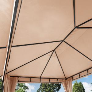 Prémium kerti pavilon 3 × 4 m vízálló tetővel, UV50+ védelemmel, levehető oldalfüggönyökkel