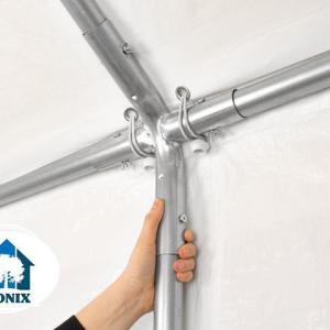Premium  Pavilon, sörsátor rendezvénysátor 6x12 m,  ponyva 240g/m2 szürke-fehér (72m2)