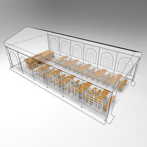 Premium pavilon, sörsátor rendezvénysátor 6x12 m ponyva PE szürke-fehér (72m2)