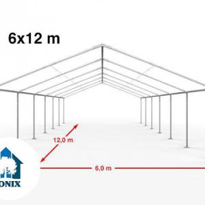 Premium pavilon, sörsátor rendezvénysátor 6x12 m ponyva PE szürke-fehér (72m2)