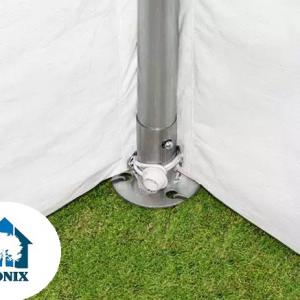 Premium rendezvénysátor és parti sátor 4 × 6 m – 24 m², fehér, 100%-ban vízálló  PE ponyvával,  horganyzott acélvázzal