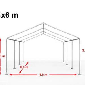 Premium rendezvénysátor és parti sátor 4 × 6 m – 24 m², fehér, 100%-ban vízálló  PE ponyvával,  horganyzott acélvázzal