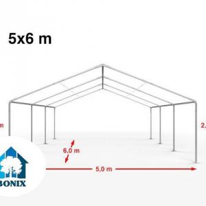 Premium rendezvénysátor és parti sátor 5 × 6 m – 30 m², fehér, 100%-ban vízálló  PE ponyvával, stabil horganyzott acélvázzal