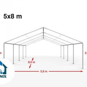Premium rendezvénysátor és parti sátor 5 × 8 m – 40 m², fehér, vízálló  PE ponyvával,horganyzott acélvázzal