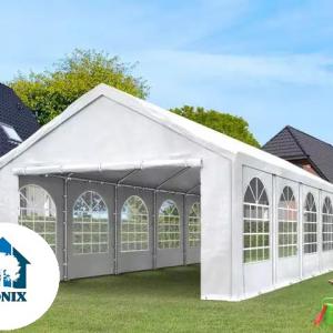 Premium rendezvénysátor és partisátor 3 × 6 m – 18 m², fehér, 100%-ban vízálló  PE ponyvával, stabil horganyzott acélvázzal