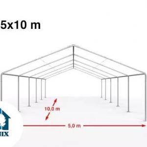 Premium rendezvénysátor és partisátor 5 × 10 m – 50 m², fehér, 100%-ban vízálló  PE ponyvával, stabil horganyzott acélvázzal