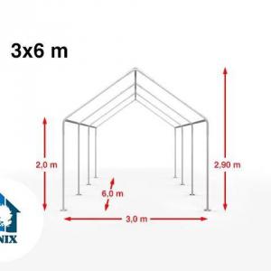 Premium rendezvénysátor parti sátor 3x6m, ponyva PE 450 szürke  (18m2)