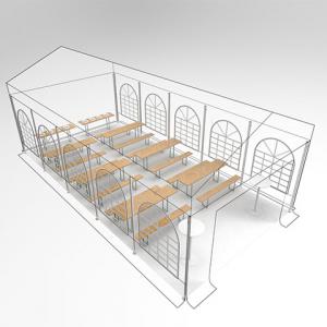 Premium rendezvénysátor, parti sátor 5 × 10 m – 50 m², fehér vízálló PE ponyvával és horganyzott acélvázzal