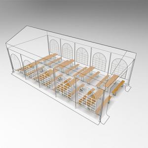 Premium rendezvénysátor, parti sátor 5 × 10 m – 50 m², fehér vízálló PE ponyvával és horganyzott acélvázzal
