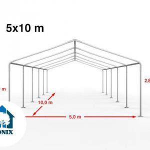 Premium rendezvénysátor, parti sátor 5 × 10 m – 50 m², fehér vízálló PE ponyvával és horganyzott acélvázzal