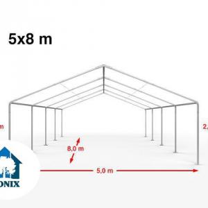 Premium rendezvénysátor parti sátor 5x8 m, ponyva  PE 450 szürke/fehér