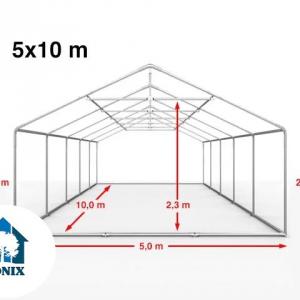 Premium rendezvénysátor partisátor 5x10 m ponyva PE fehér erősített szerkezettel padlókerettel