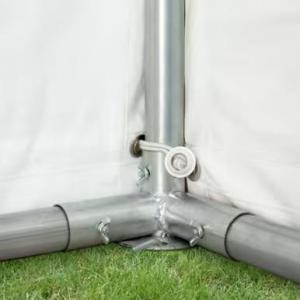 Premium rendezvénysátor, sörsátor és parti sátor 4 × 8 m – 32 m², fehér, 100%-ban vízálló PE ponyvával, horganyzott acélvázzal, padlókerettel és tetőerősítéssel