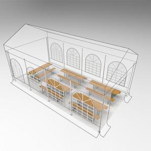 Premium rendezvénysátor, sörsátor és parti sátor 4 × 8 m – 32 m², fehér, vízálló  PE ponyvával, horganyzott acélvázzal