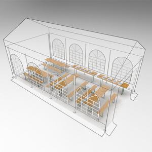 Premium rendezvénysátor, sörsátor és parti sátor 4 × 8 m – 32 m², fehér, vízálló  PE ponyvával, horganyzott acélvázzal