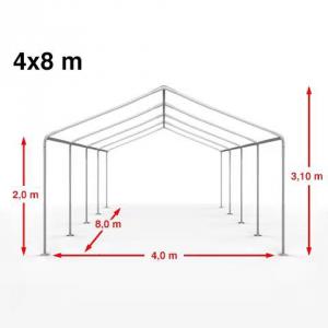 Premium rendezvénysátor, sörsátor és parti sátor 4 × 8 m – 32 m², fehér, vízálló  PE ponyvával, horganyzott acélvázzal
