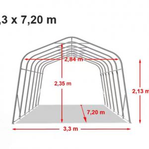 Professional Ponyvagarázs mobilgarázs autógarázs  3,3x7,2m, PVC ponyva, sötét zöld statikai megerősítéssel