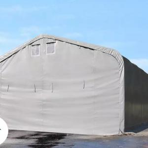 Professzionáis  ponyvacsarnok raktársátor hangársátor  6x12m raktársátor bejárat 4,1x2,9 m ponyva lángálló PVC szürke