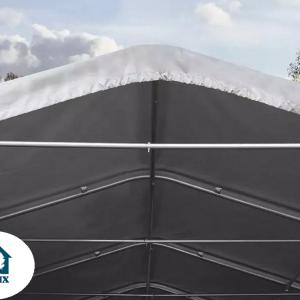 Professzionáis  ponyvacsarnok raktársátor hangársátor  6x12m raktársátor bejárat 4,1x2,9 m ponyva lángálló PVC szürke