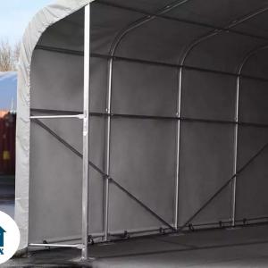 Professzionáis  ponyvacsarnok raktársátor hangársátor  6x12m raktársátor bejárat 4,1x2,9 m ponyva lángálló PVC szürke