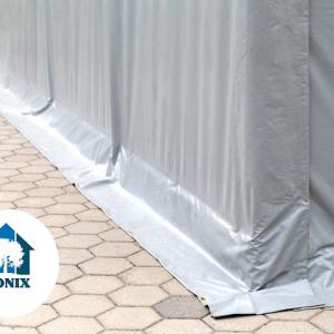 Professzionáis  ponyvacsarnok raktársátor hangársátor  6x12m raktársátor bejárat 4,1x2,9 m ponyva lángálló PVC szürke
