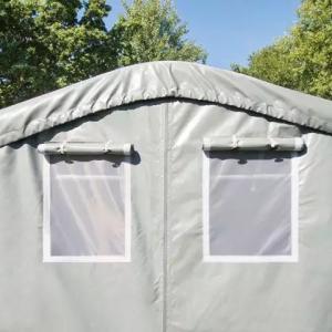 Professzionáis  ponyvacsarnok raktársátor hangársátor  6x12m raktársátor bejárat 4,1x2,9 m ponyva lángálló PVC szürke