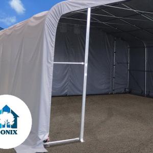 Professzionális csarnoksátor, raktársátor 8x12m bejárat mérete: 4,0x4,7 m ponyva PVC szürke