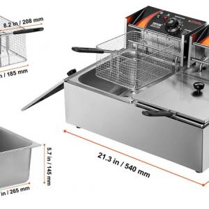 Professzionális elektromos fritőz 24 L kapacitással – rozsdamentes kivitel